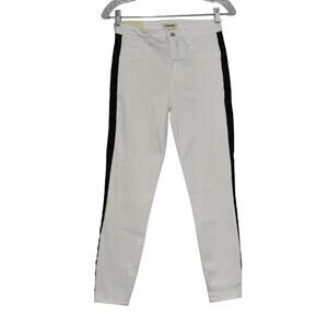 A8 NWT L'AGENCE Margot White W/Black Stripe High Rise Skinny Jeans Sz 27 $240